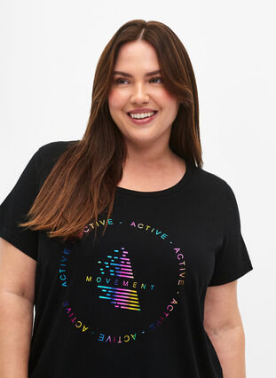 Trænings t-shirt med print, Black/Hologram logo, Model image number 2