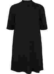 Mønstret kjole med glitter og korte ærmer, Black/Black Lurex