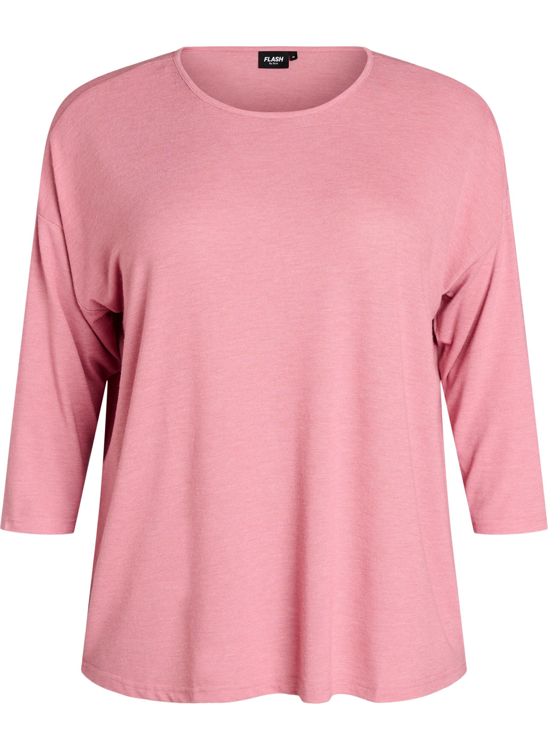 ZizziJerseybluse med 3/4 &aelig;rmer, Lyser&oslash;d, Packshot image number 0
