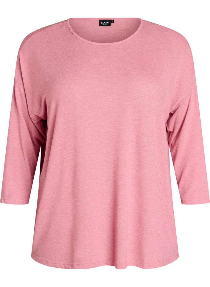 Jerseybluse med 3/4 &aelig;rmer, Lyser&oslash;d, Packshot image number 0