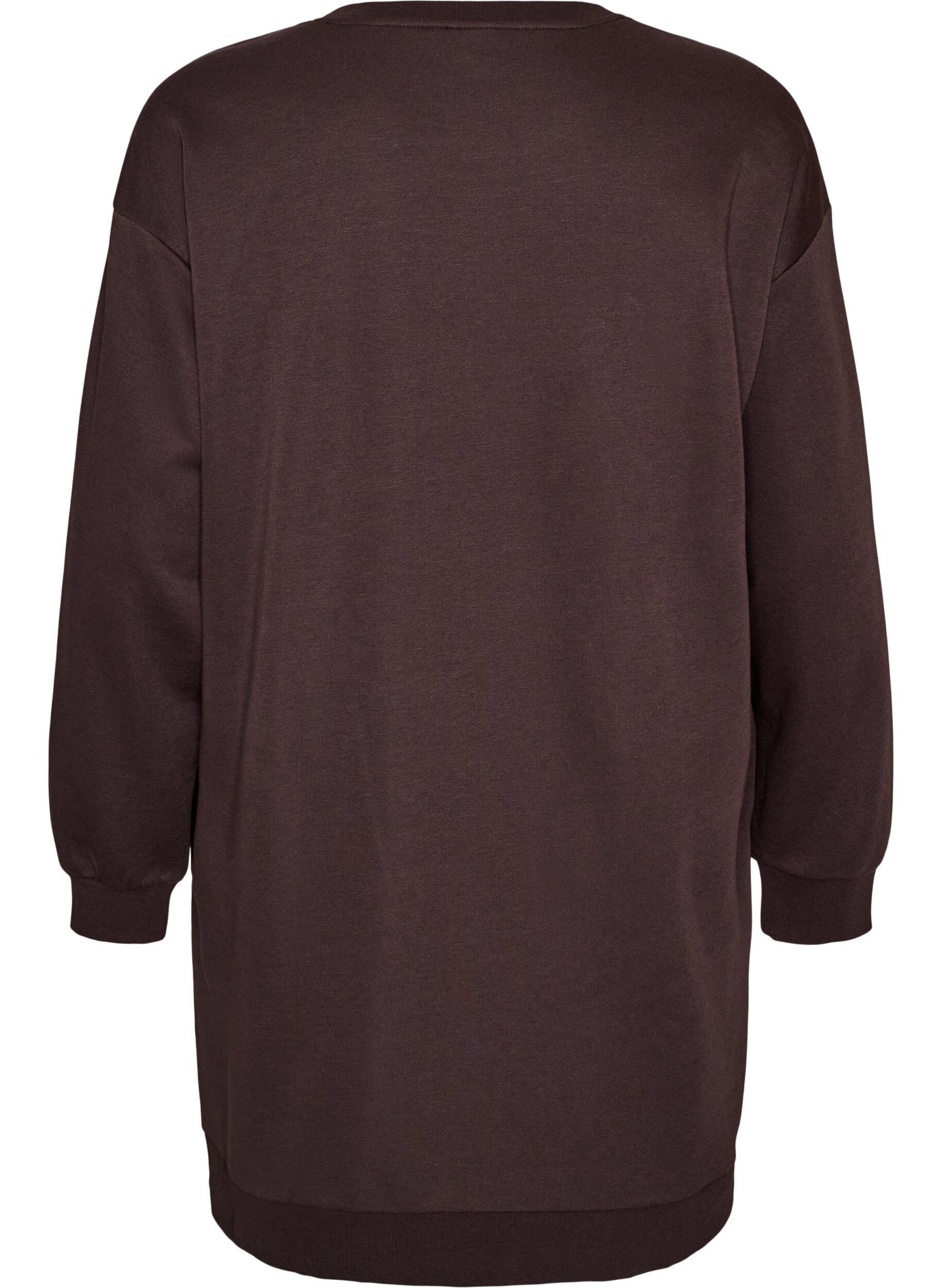 ZizziL&oslash;s sweatkjole med lommer, Brun, Packshot image number 1