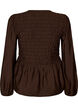 Bluse med smock og lange &aelig;rmer, Brun, Packshot image number 1