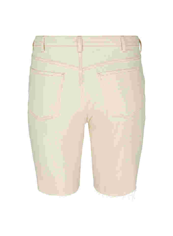 Denim shorts med rå kanter, Light Yellow, Packshot image number 1