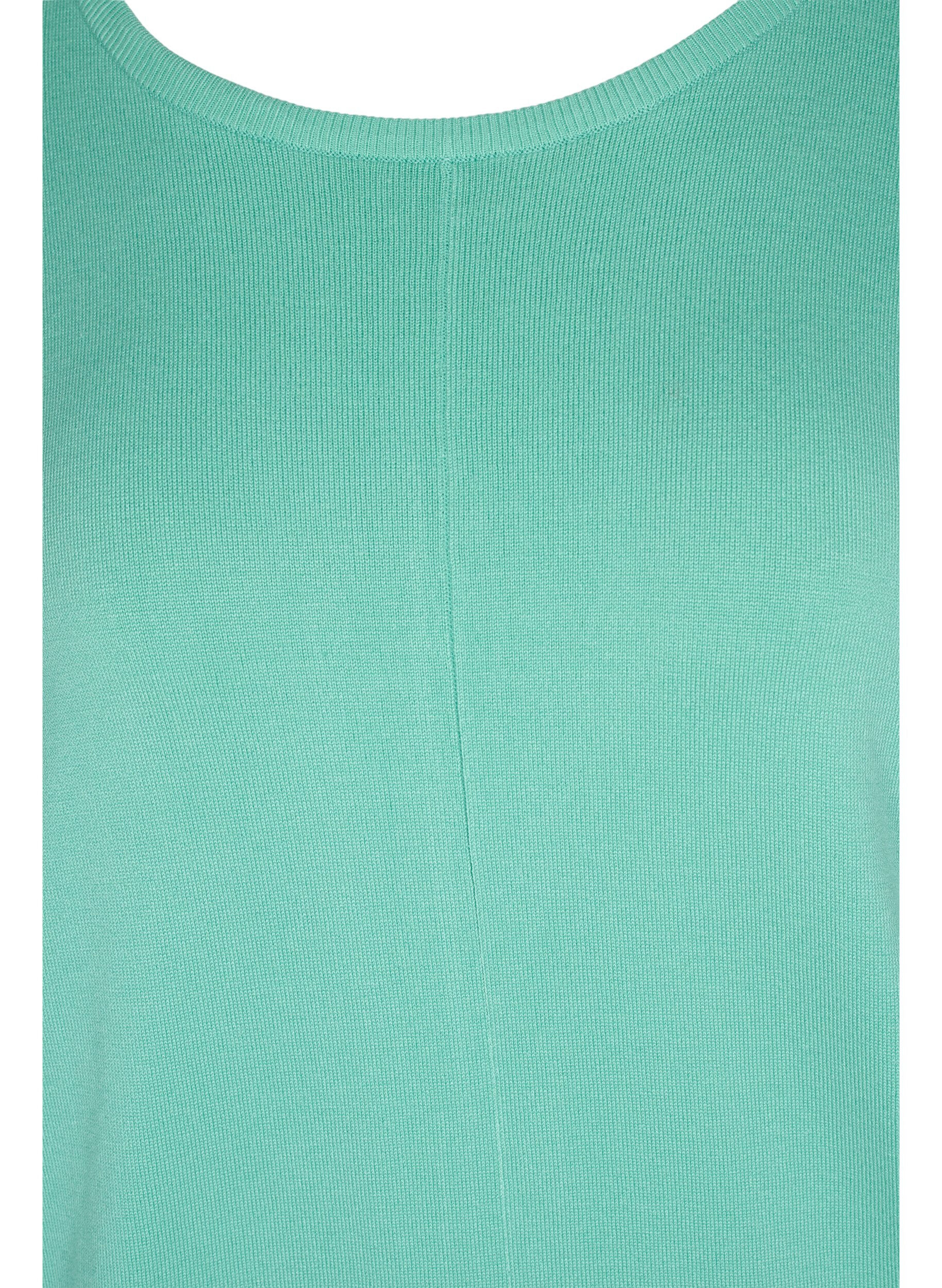 Zizzi Strikbluse med rund halsudsk&aelig;ring, Dusty Jade Green, Packshot image number 2