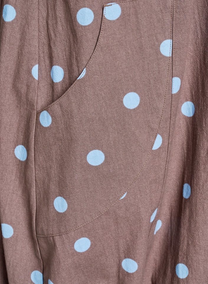 Kort&aelig;rmet bomuldskjole med print, Bl&aring;, Packshot image number 3