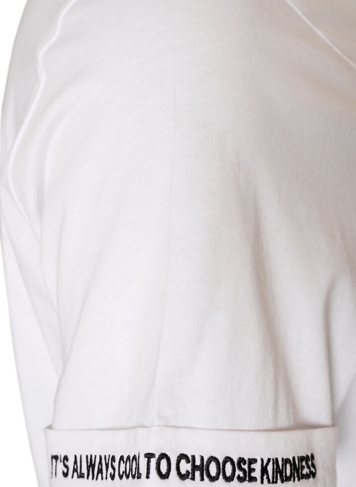 T-shirt i bomuld med tekstbroderi, Hvid, Packshot image number 3
