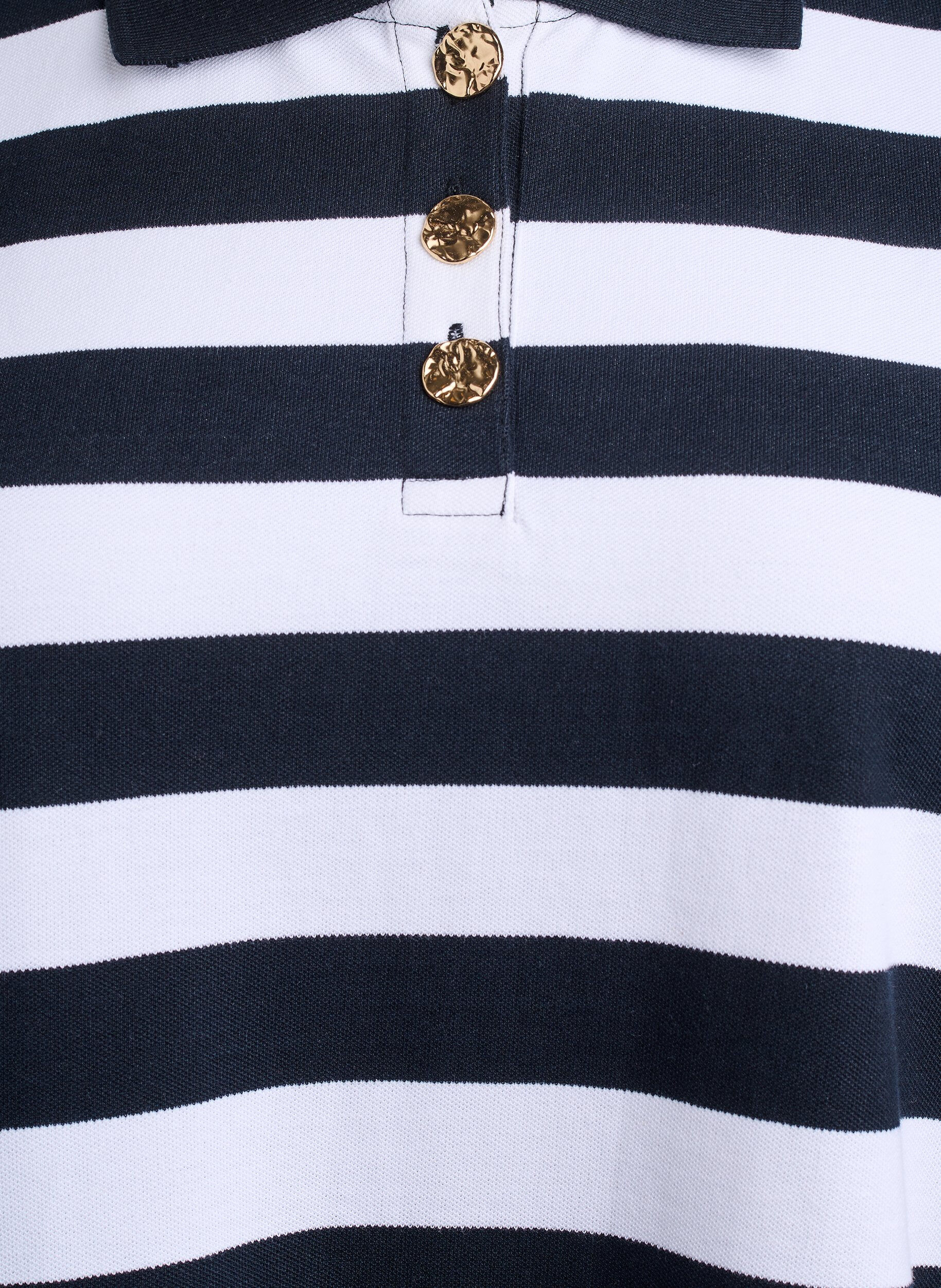 Zizzi Stribet poloshirt med lange &aelig;rmer, Sort, Packshot image number 2