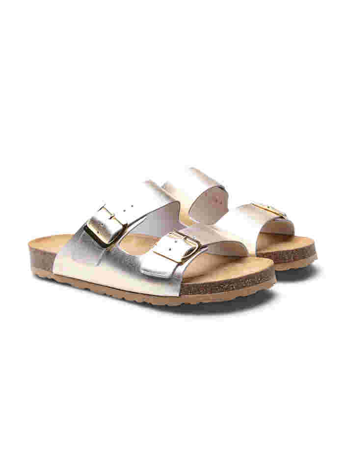 Læder sandal med bred pasform , Gold, Packshot image number 3