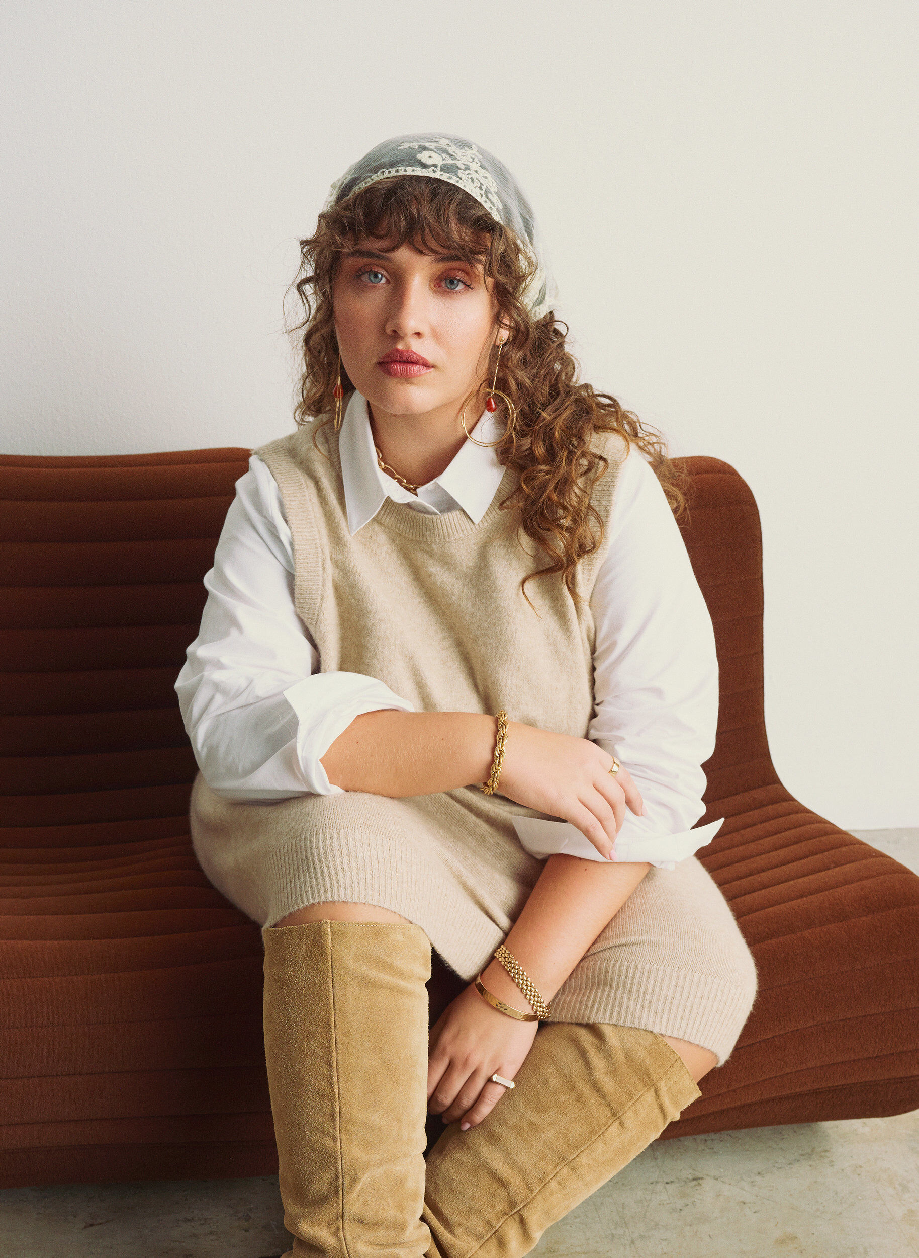 ZizziTrekantet blondet&oslash;rkl&aelig;de, Beige, Image image number 0