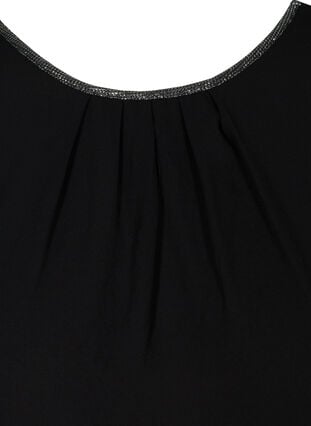 Ensfarvet bluse med korte ærmer, Black, Packshot image number 2
