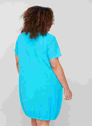 Kortærmet kjole i bomuld, River Blue, Model image number 1