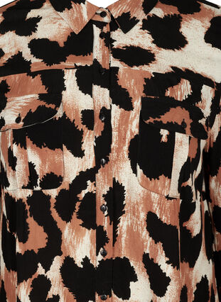 Viskose skjorte med leopard print, Black AOP, Packshot image number 2
