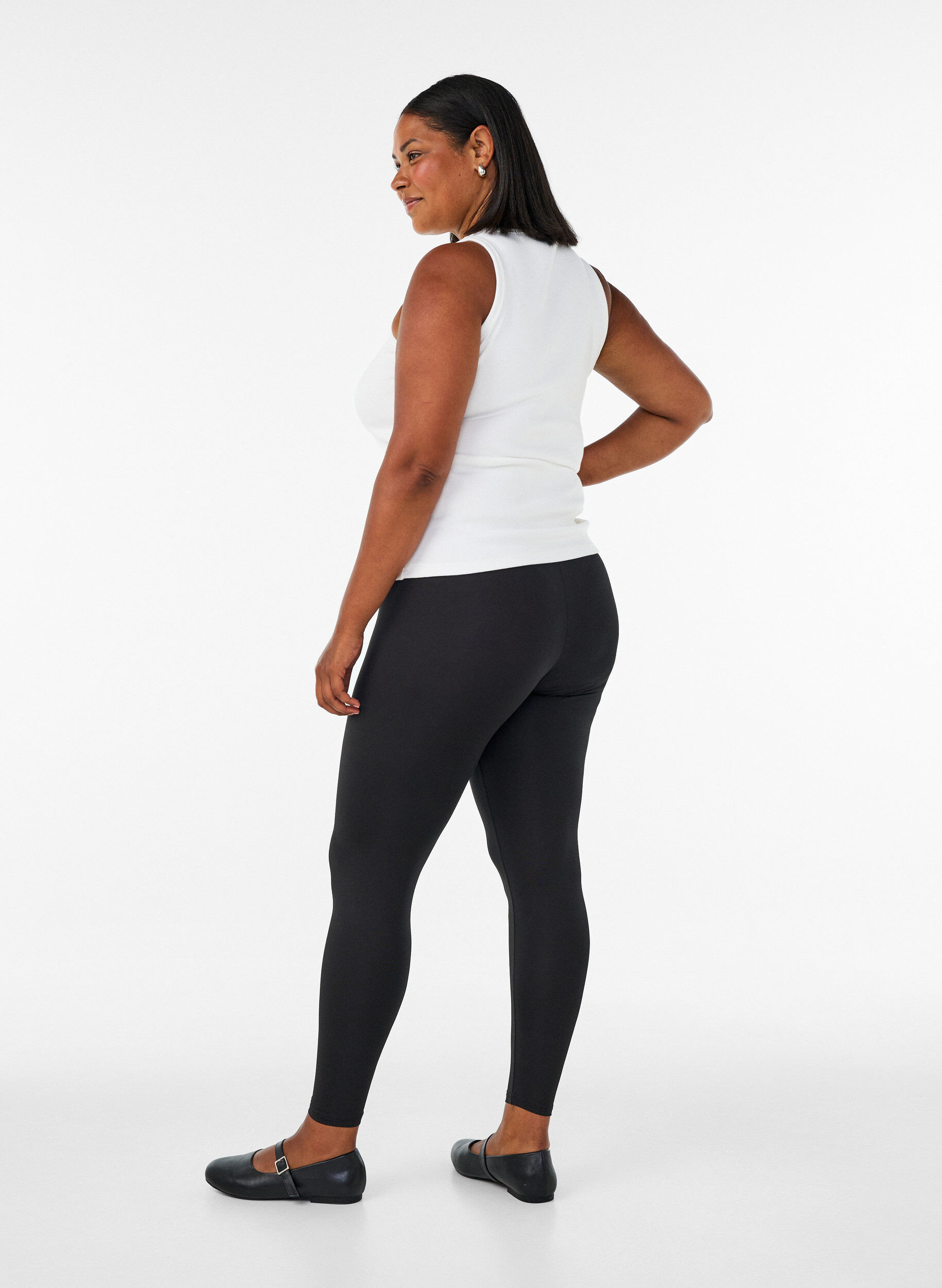 Zizzi2-pak basis leggings , Sort, Model image number 2
