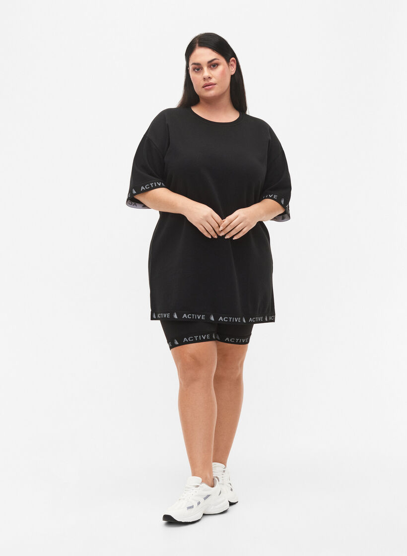 Lang sweatshirt med 1/2 ærmer, Black, Model image number 2