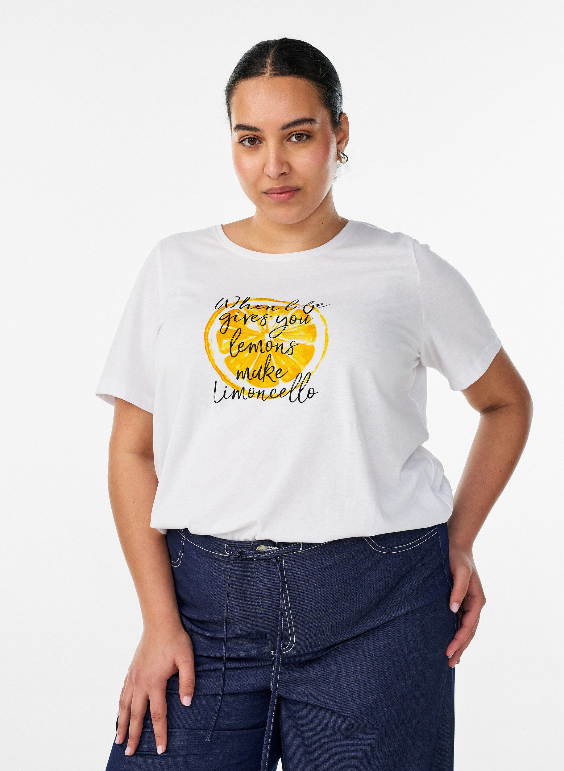 T-shirt med motiv, Hvid, Model