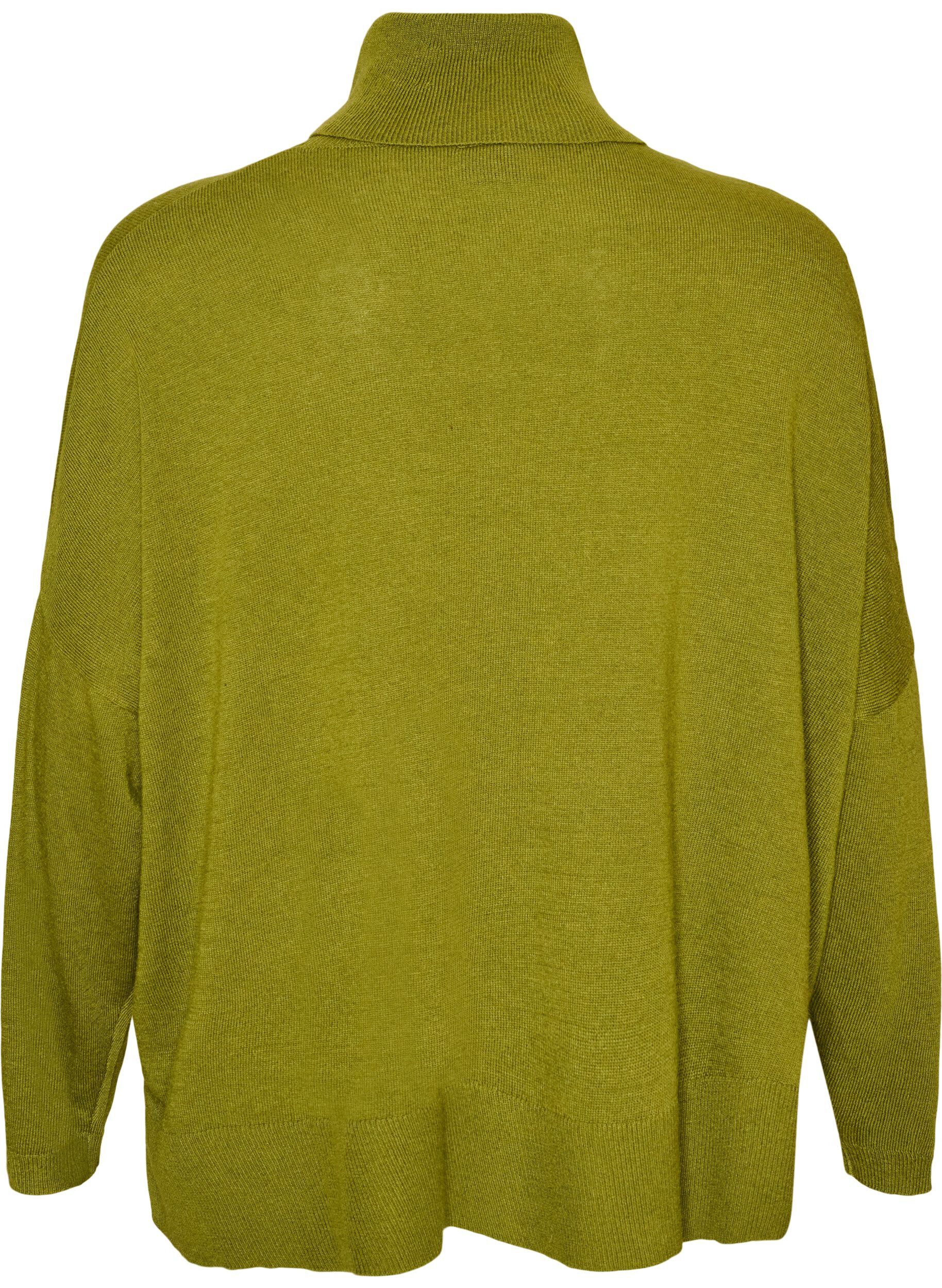 ZizziStrikbluse med rullekrave og l&oslash;s pasform, Gr&oslash;n, Packshot image number 1