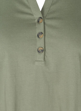 Bomulds bluse med 3/4 ærmer, Agave Green, Packshot image number 2