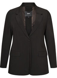 Blazer med slids og bindedetalje bagp&aring;, Sort
