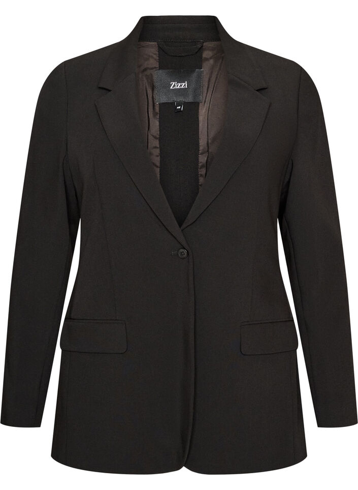 Blazer med slids og bindedetalje bagp&aring;, Sort, Packshot image number 0
