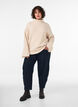 Strikbluse med rullekrave og kabelstrik, Vanilla, Model image number 1