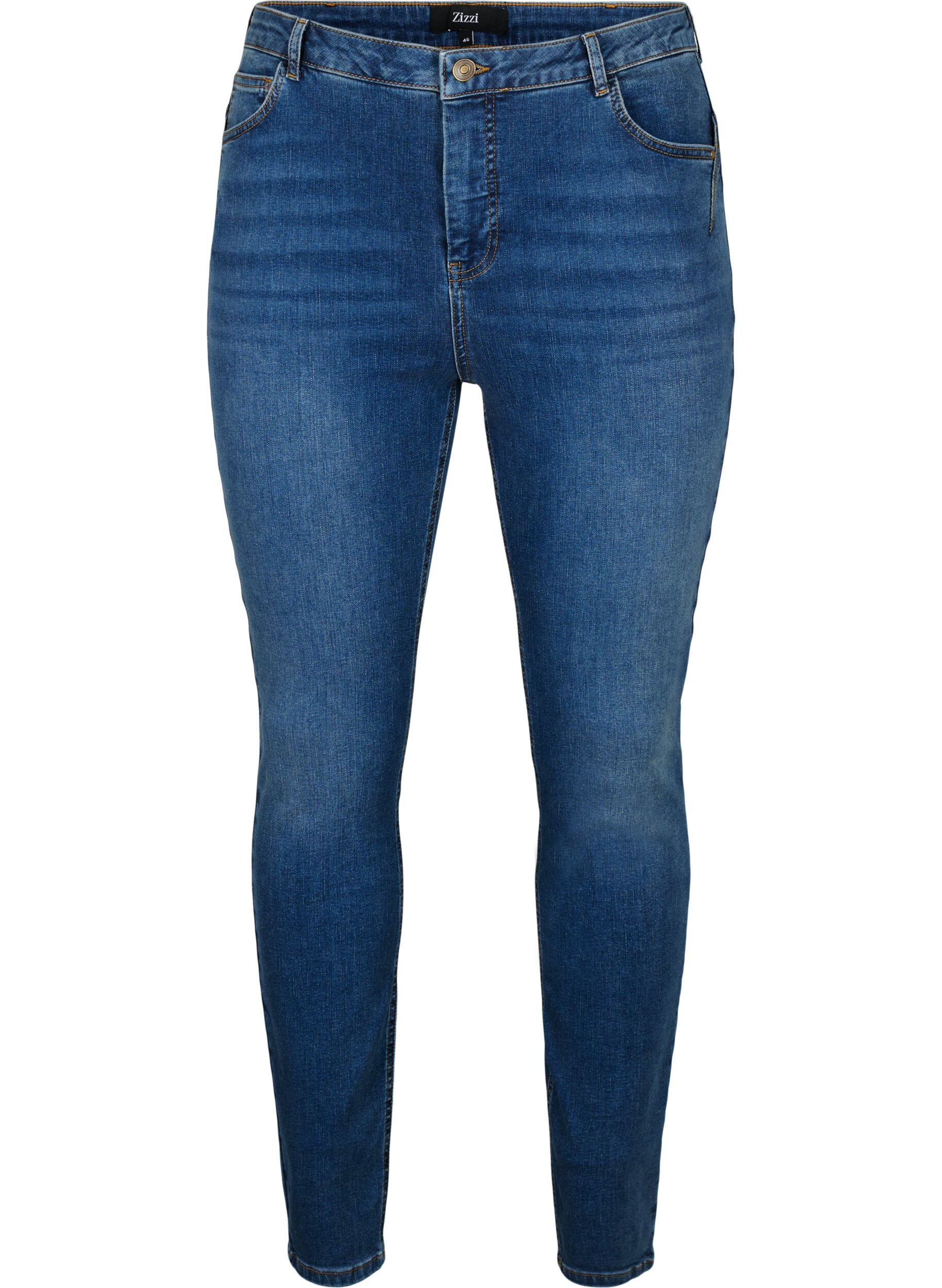 Zizzi Super slim Amy jeans med h&oslash;j talje, Blue denim, Packshot image number 0