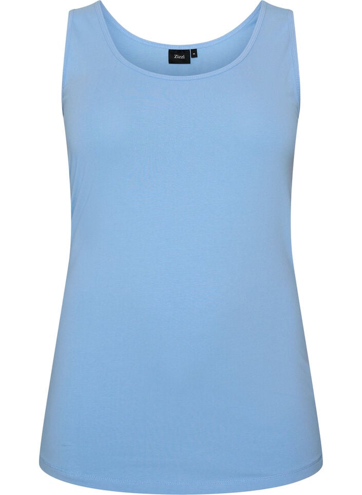 Ensfarvet basis top i bomuld, Bl&aring;, Packshot image number 0