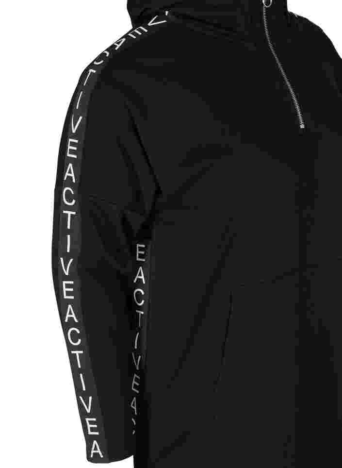 Sweatkjole med hætte og stor lomme, Black, Packshot image number 3