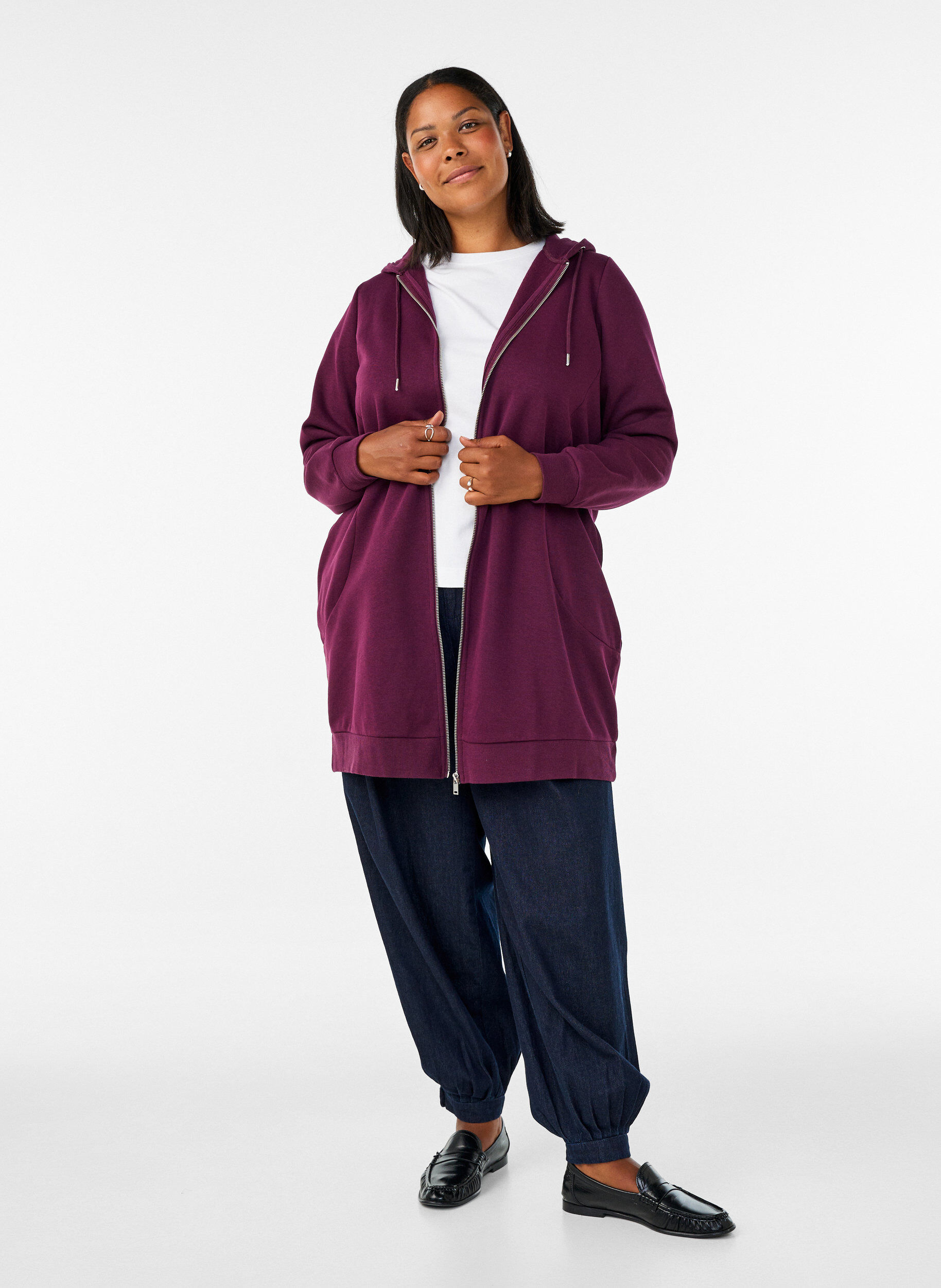 ZizziBluse med balloneffekt og chiffondetaljer, R&oslash;d, Model image number 1