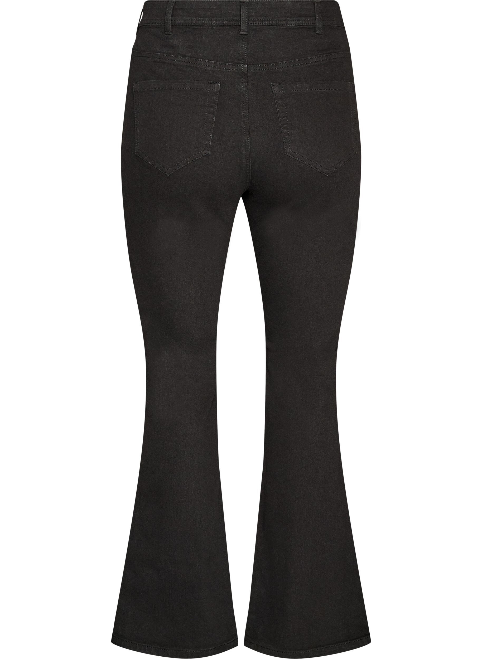 ZizziH&oslash;jtaljede jeans med bootcut, Sort, Packshot image number 1