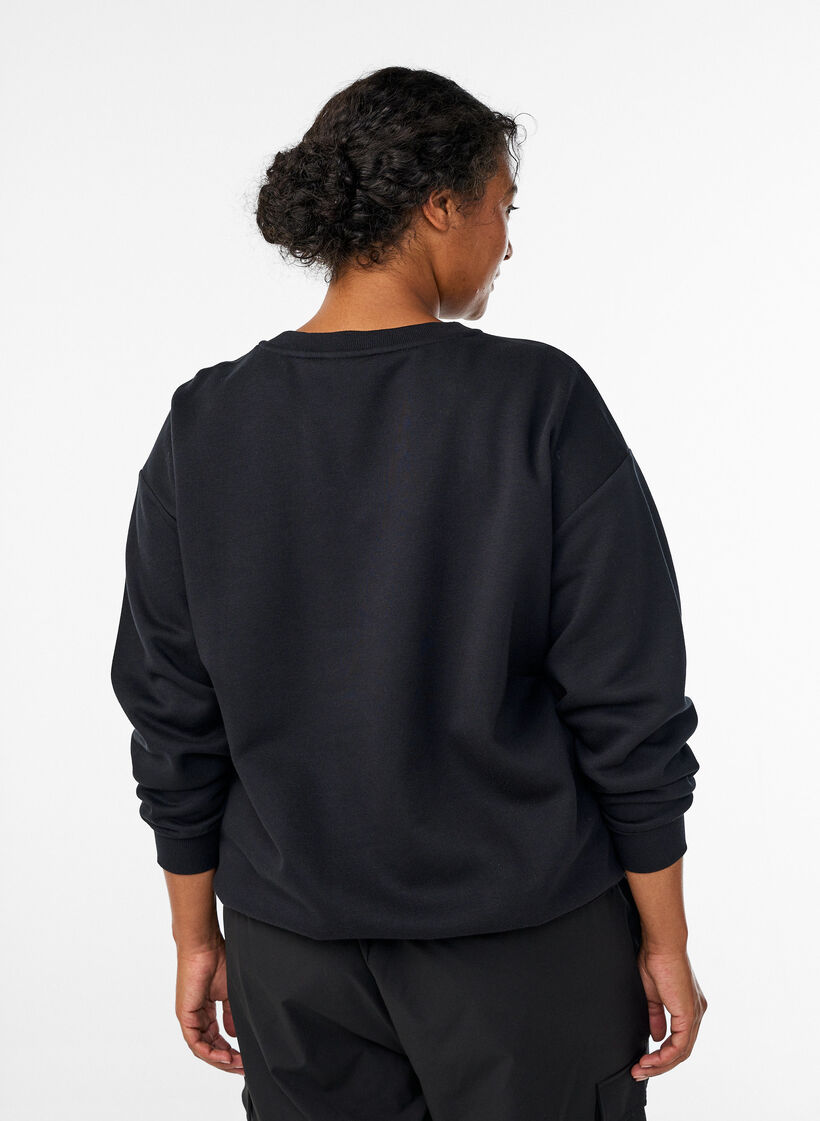 Sweatshirt med statement-detalje, Sort, Model image number 2