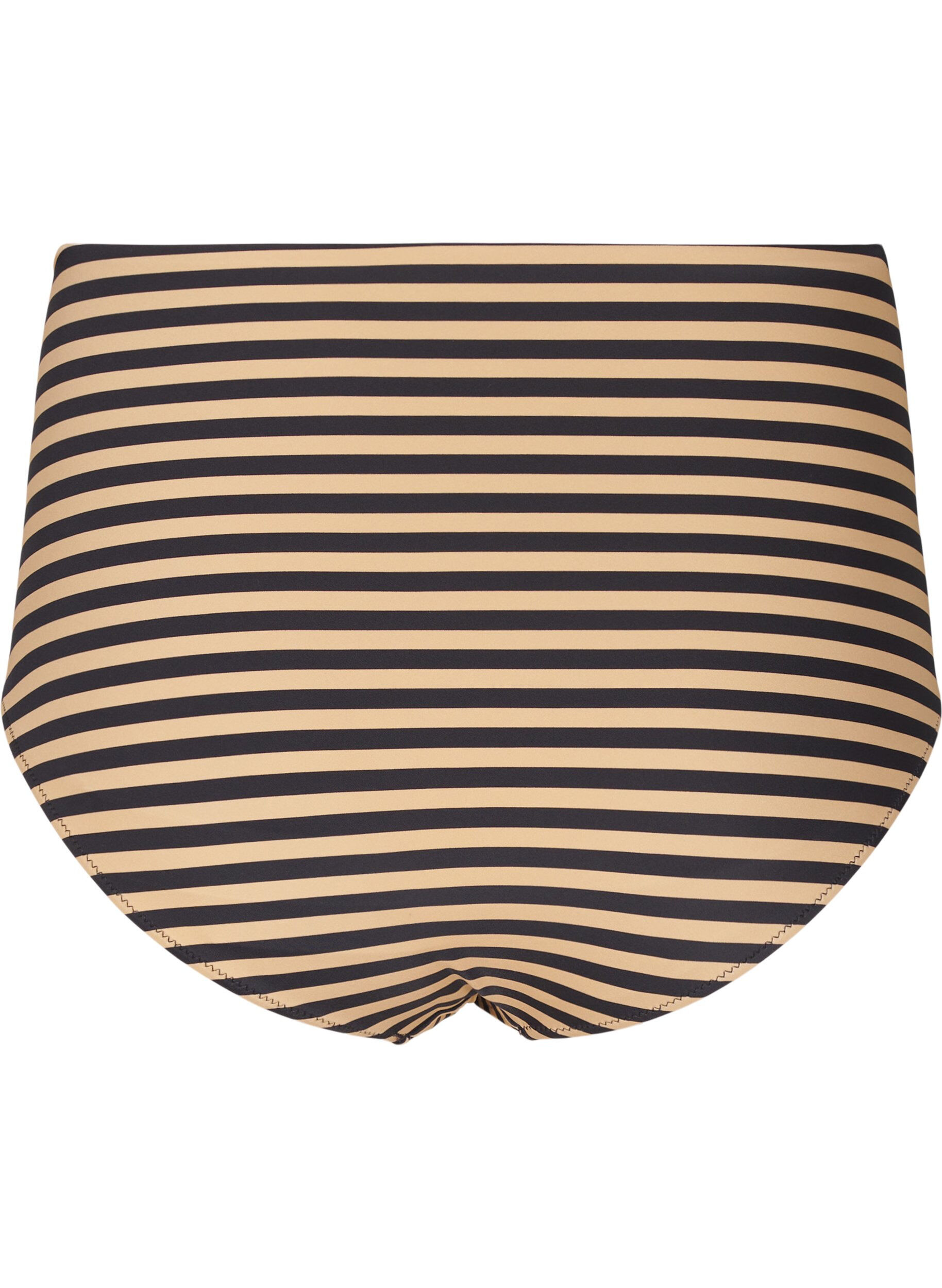 ZizziH&oslash;jtaljet bikinitrusse med striber, Brun, Packshot image number 1