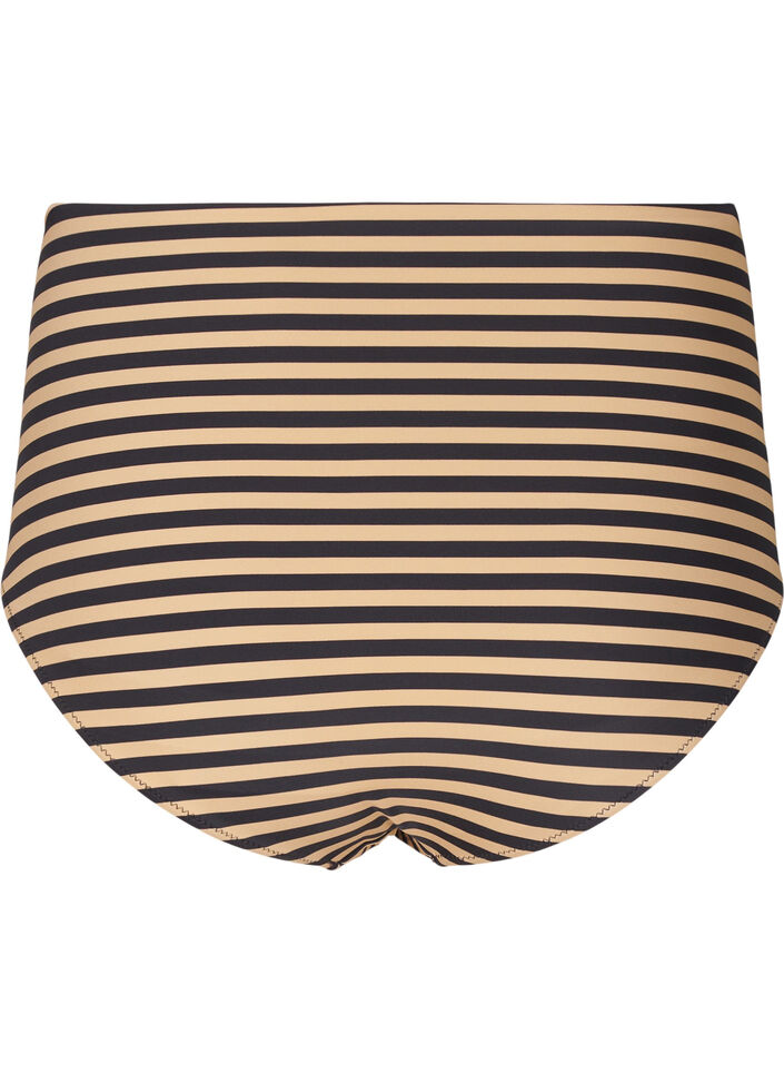 H&oslash;jtaljet bikinitrusse med striber, Brun, Packshot image number 1