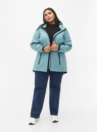 Kort softshell jakke med lommer, Arctic, Model image number 2