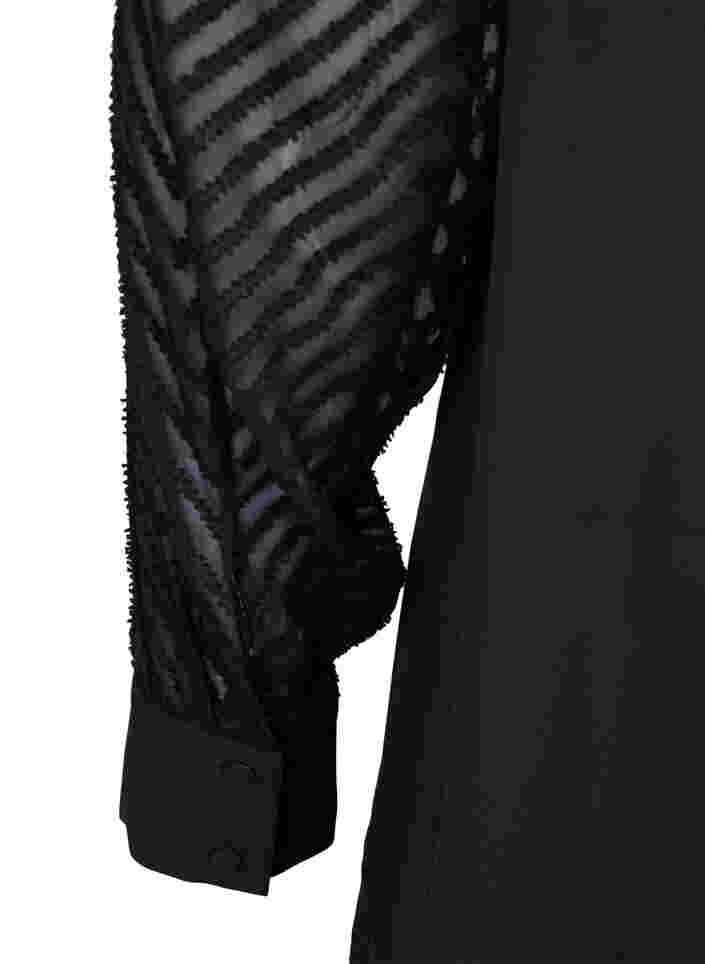 Højhalset bluse med lange transparente ærmer, Black, Packshot image number 3
