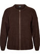 Strik cardigan med lynl&aring;s, Brun, Packshot image number 0