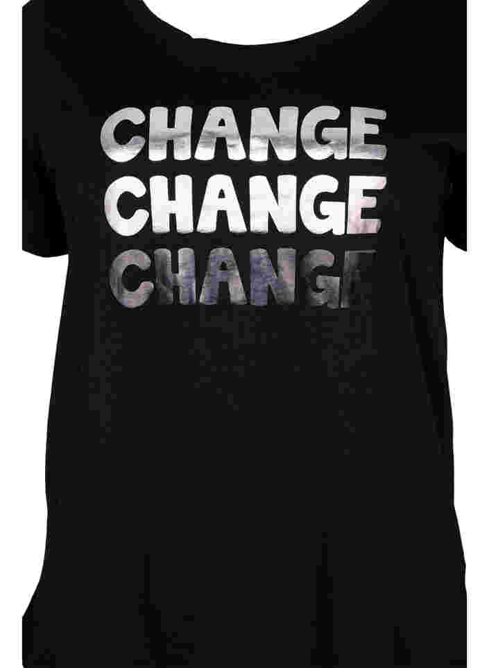 Bomulds t-shirt med korte ærmer, Black Change, Packshot image number 2