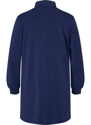 Sweat tunika med høj hals og lynlåsdetalje, Medieval Blue, Packshot image number 1