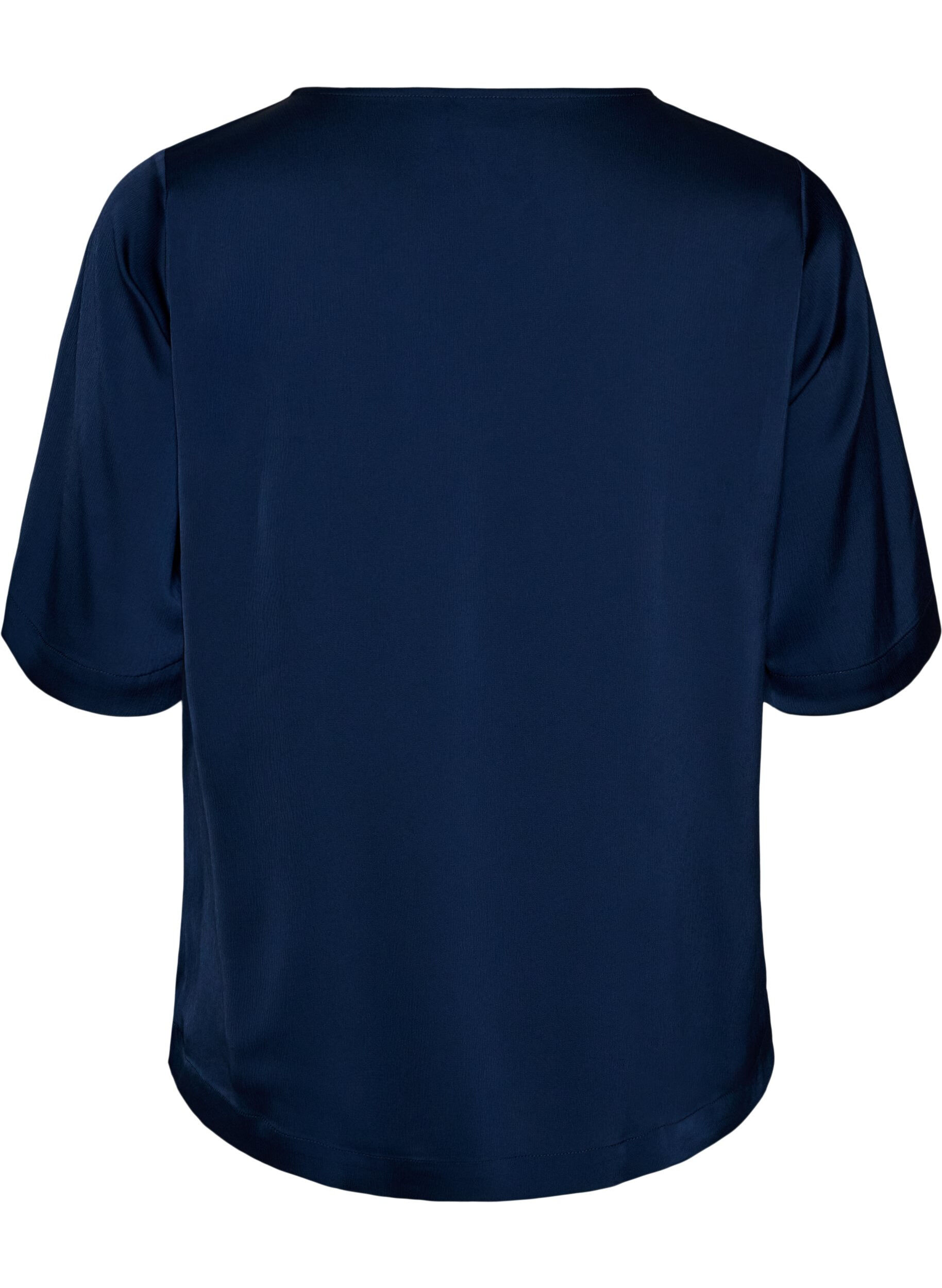 ZizziSatinbluse med albuelange &aelig;rmer, Bl&aring;, Packshot image number 1