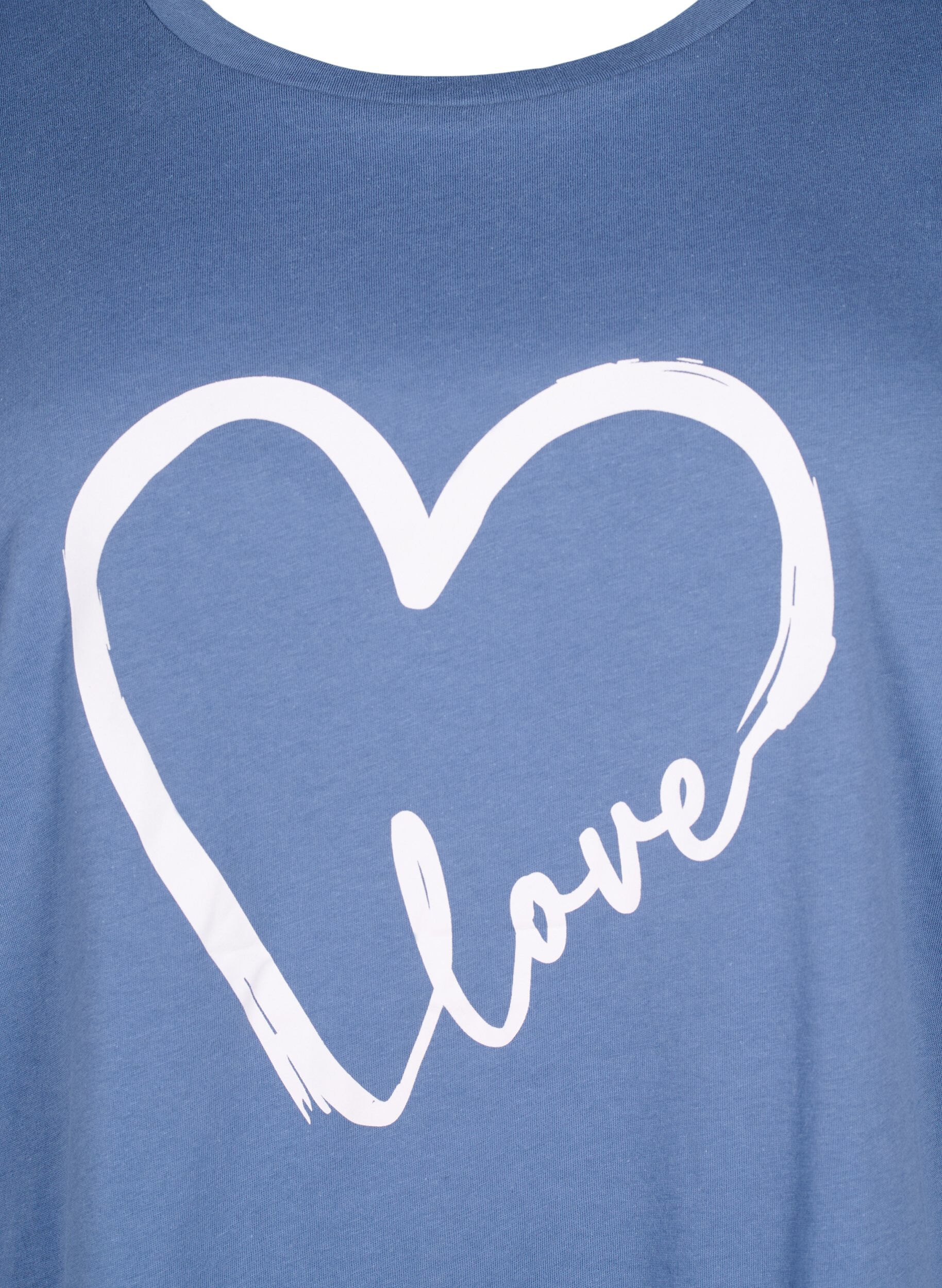 Zizzi T-shirt i bomuld med print og rund hals , Moonlight W.Heart L., Packshot image number 2