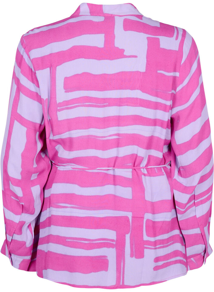 Printet wrap bluse i viskose, Rose Violet AOP, Packshot image number 1