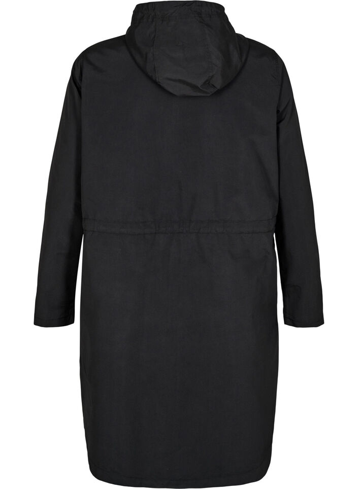 FLASH - Parka i let matriale med hætte, Sort, Packshot image number 1