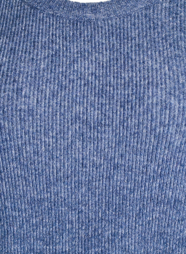 Meleret strikbluse med rund hals, Bl&aring;, Packshot image number 2