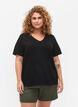 Kort&aelig;rmet basis t-shirt med v-hals, Sort, Model image number 0