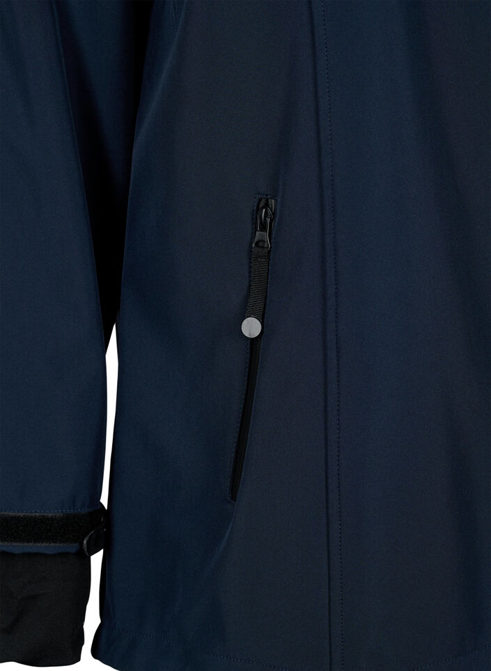 Kort softshell jakke med aftagelig h&aelig;tte, Bl&aring;, Packshot image number 3