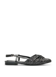 Glitrende slingback med sl&oslash;jfedetalje, Sort
