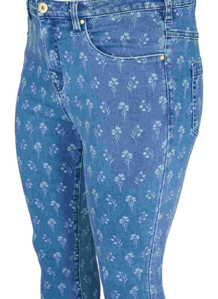 Super slim Amy jeans med blomsterprint, Blue denim, Packshot image number 2