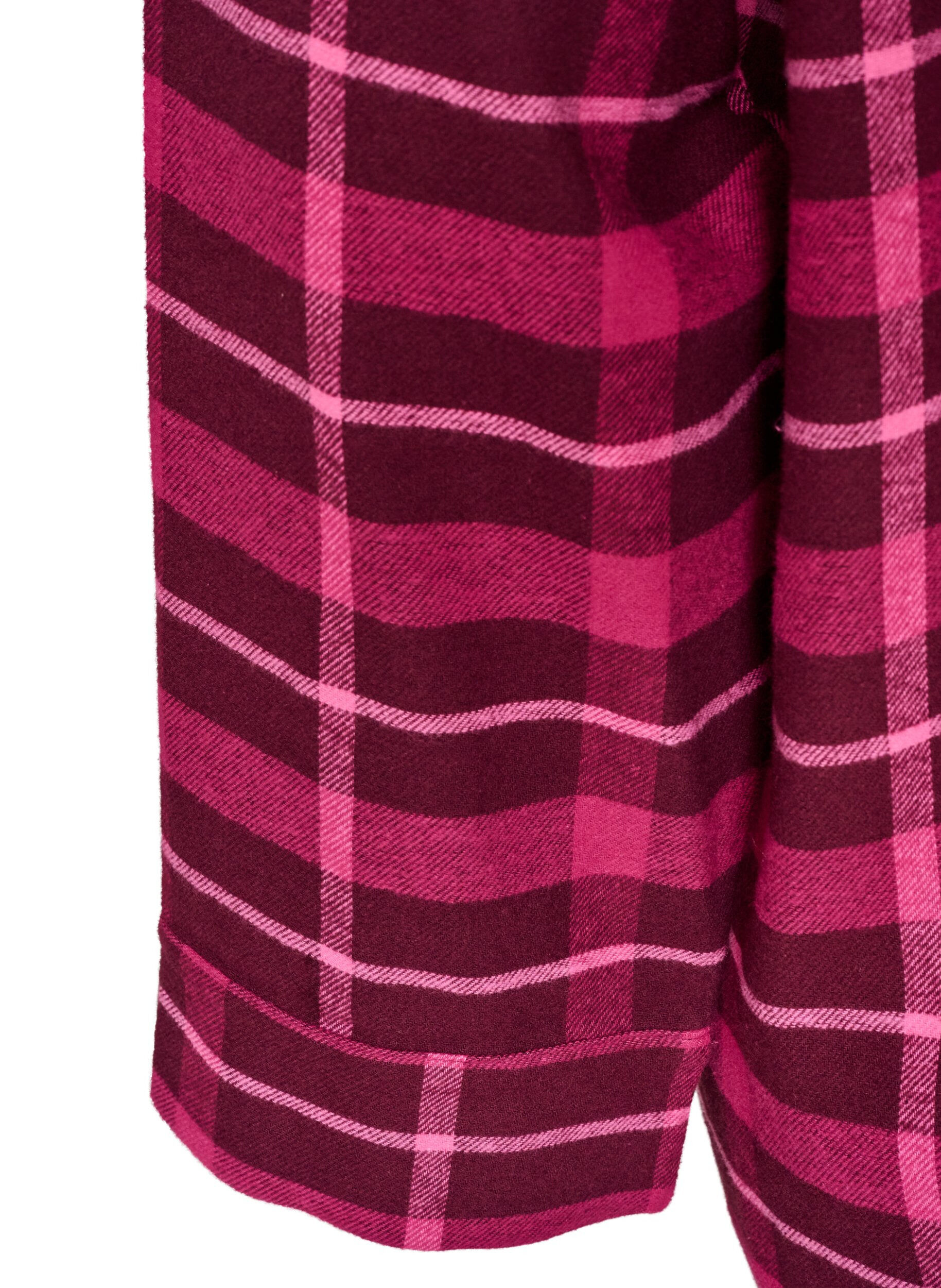 ZizziTernet pyjamasskjorte i bomuld med lange &aelig;rmer, R&oslash;d, Packshot image number 3