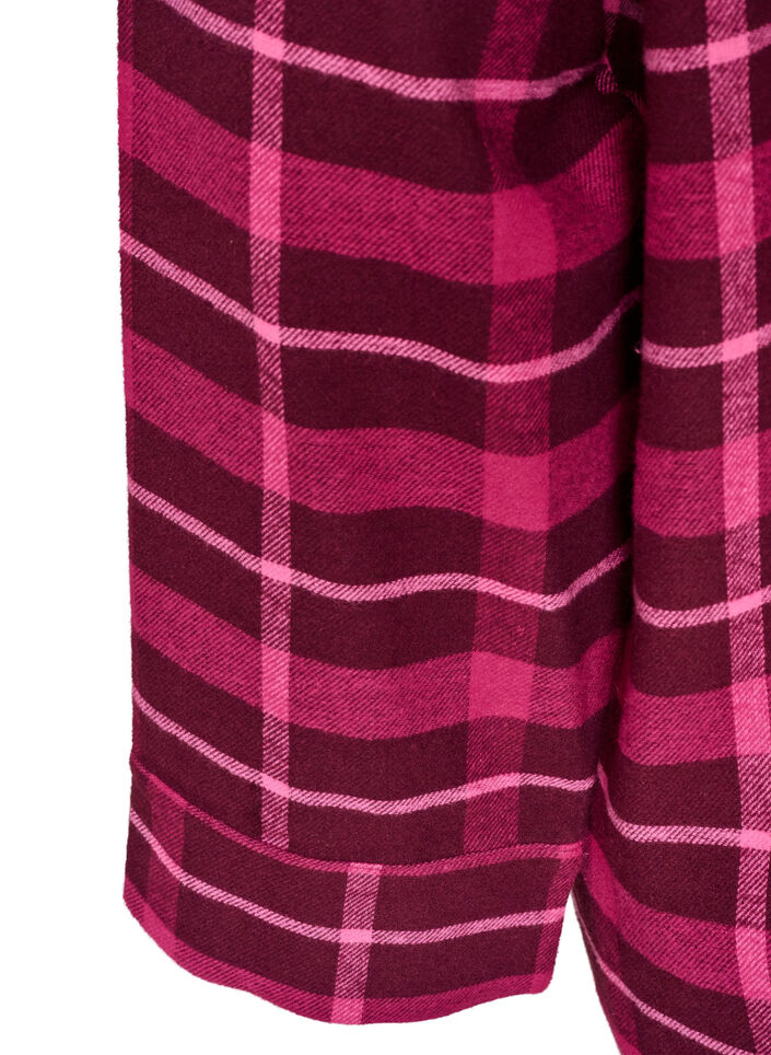 Ternet pyjamasskjorte i bomuld med lange &aelig;rmer, R&oslash;d, Packshot image number 3