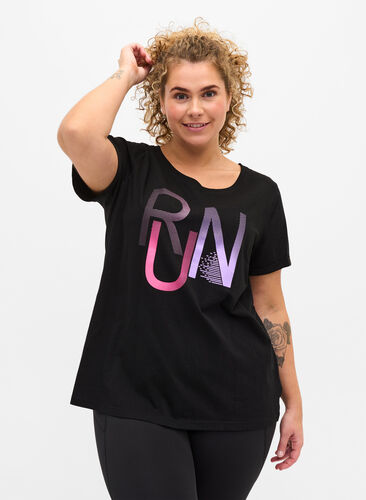 Trænings t-shirt med print, Black Run, Model image number 0