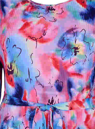 Printet plissékjole med bindebånd, Lavender Space AOP, Packshot image number 2